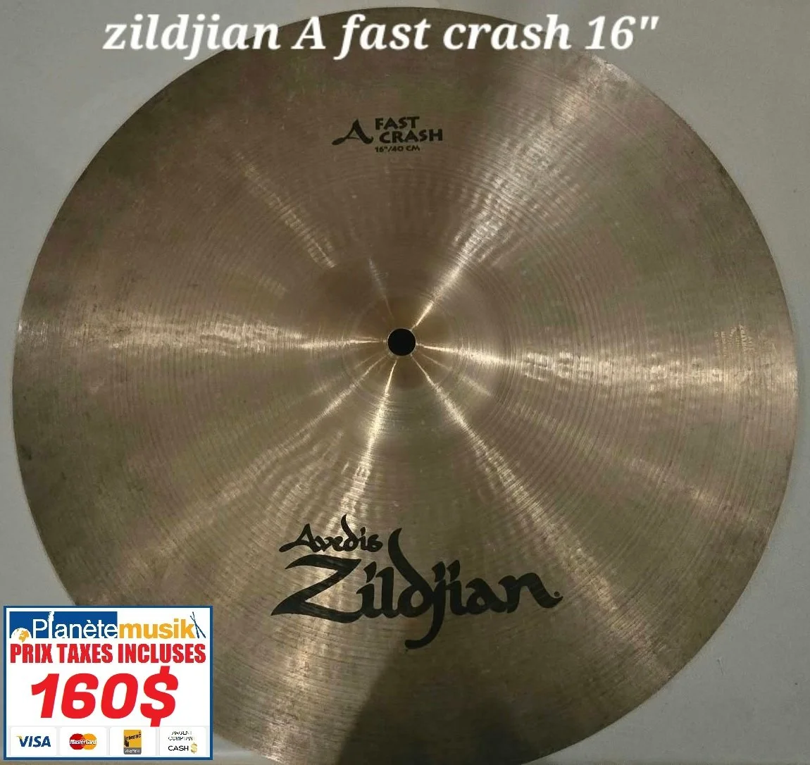 TAXES INCLUSES Cymbale ZILDJIAN AVEDIS FAST CRASH 16 pouces 160$