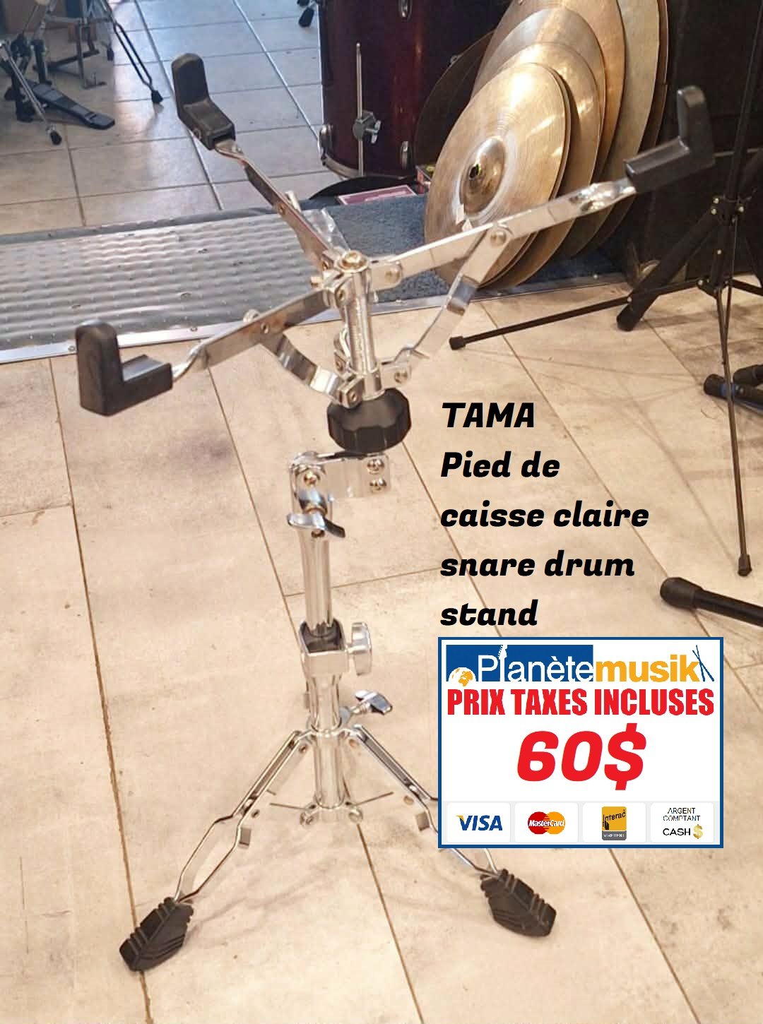TAXES INCLUSES - TAMA Pied de caisse claire snare drum stand...60$