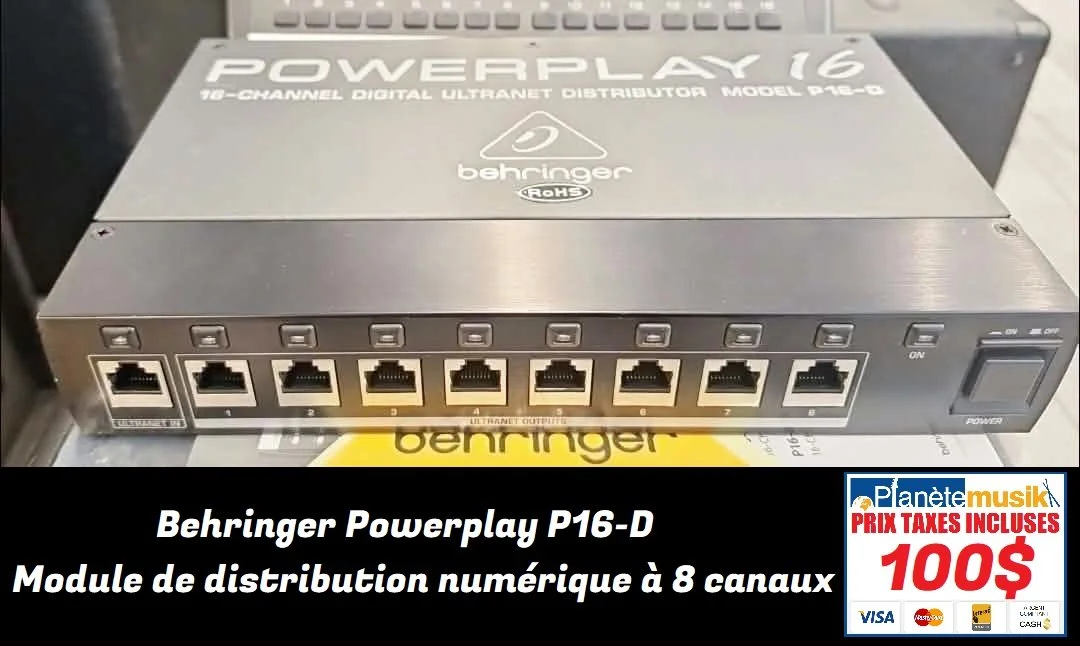 TAXES INCLUSES - Behringer Powerplay P16-D - Module de distribution numérique à 8 canaux 100$