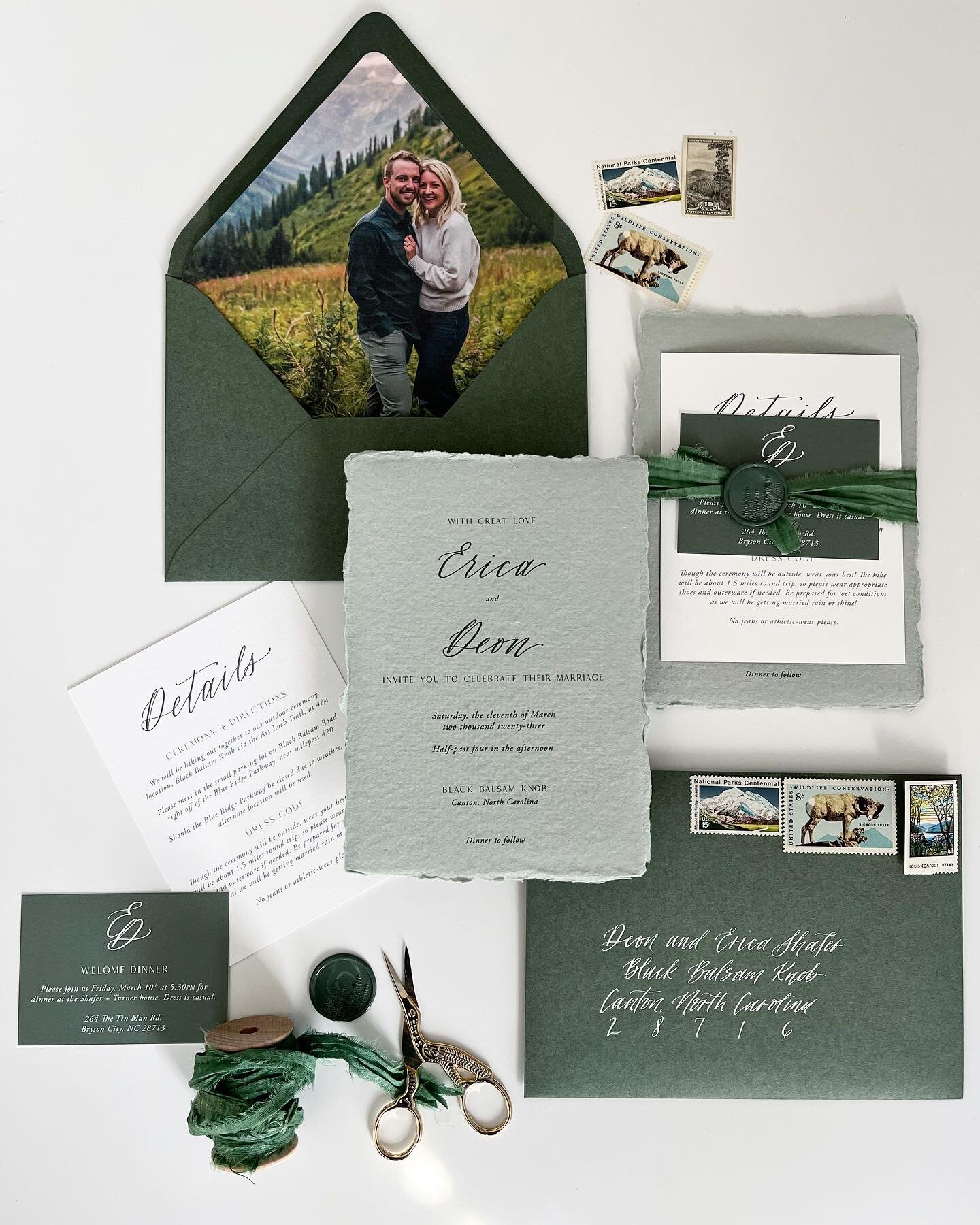 Creating my own wedding invitation was fun, challenging, and so rewarding! This suite is so personal. Everything I chose and used has meaning behind it, which I think is my favorite part: it helps tell the story of us, which is the whole point!

We h