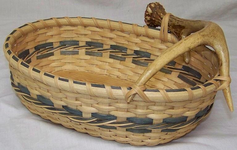 Deer Horn Basket with Wood Base