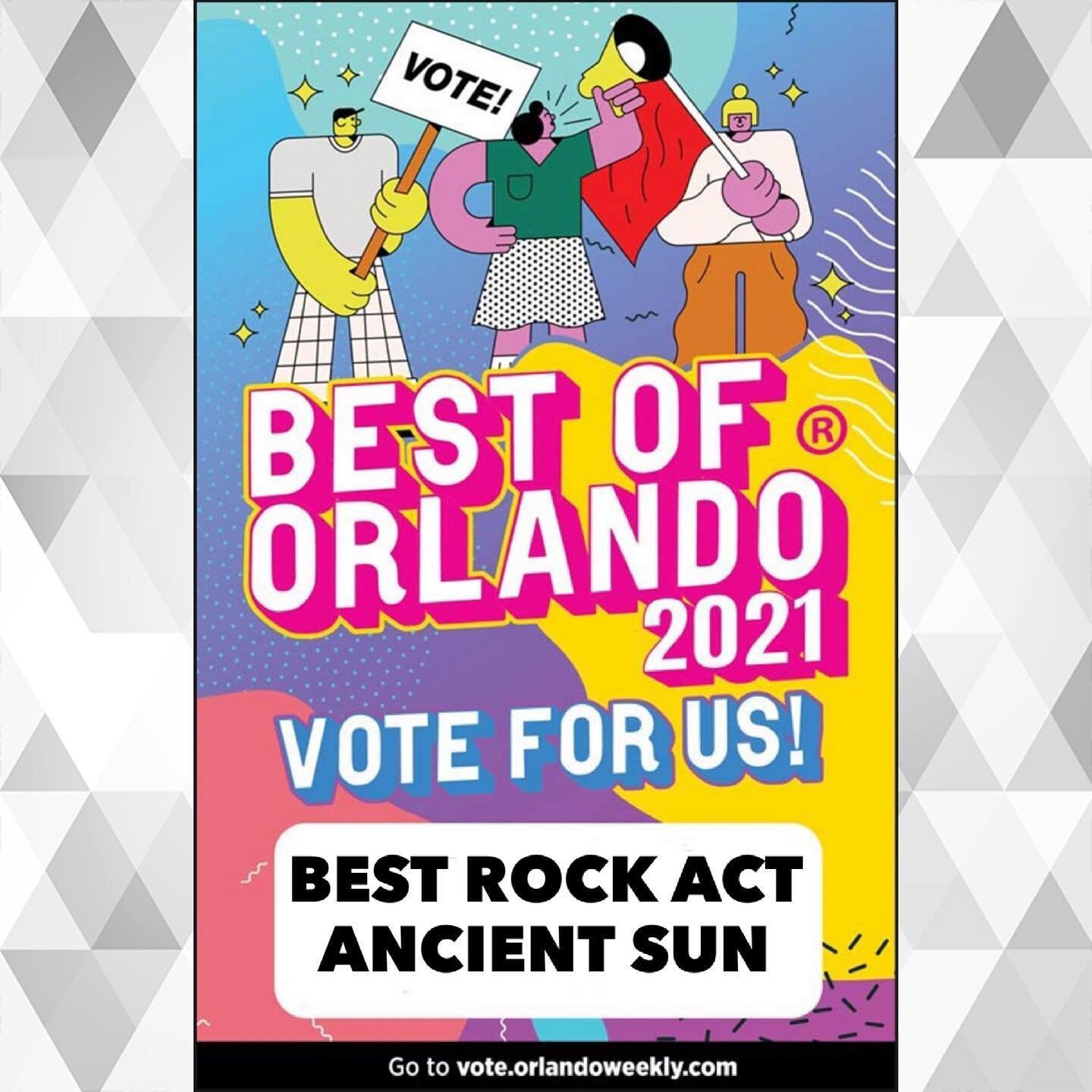 We are nominated for this years Best of Orlando competition by @orlandoweekly for BEST ROCK ACT! Please go vote for us! Thank you for all the love and support! **Link in Bio** 🤘❤️