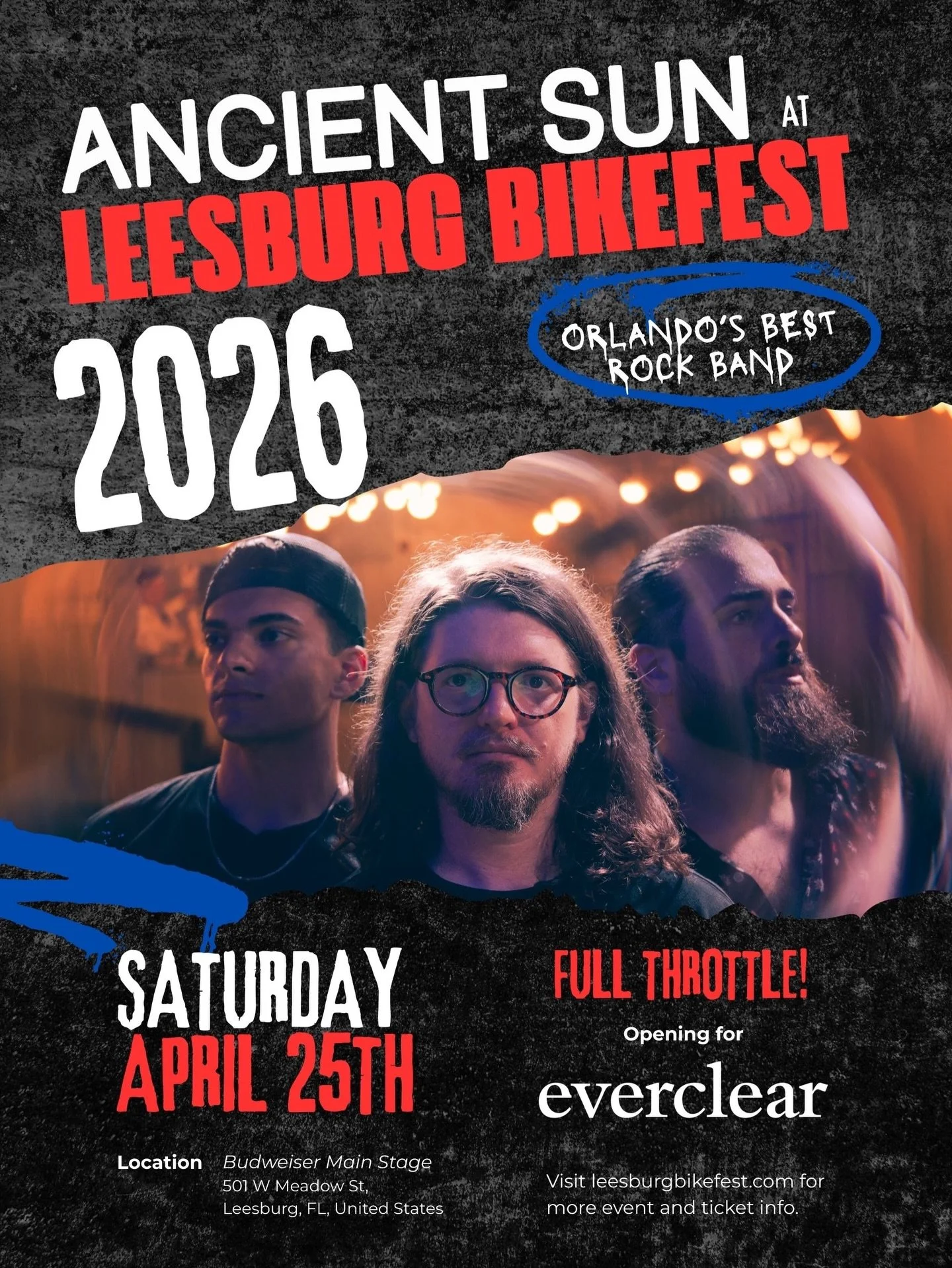Hitting the Main Stage for Leesburg Bikefest 2026 🏍️ 

Engines will be singing and we will be going full throttle! So come kick the night off right with us, as we open for @everclear on April 25th 🎶 

Keep up with our socials for further info on ti