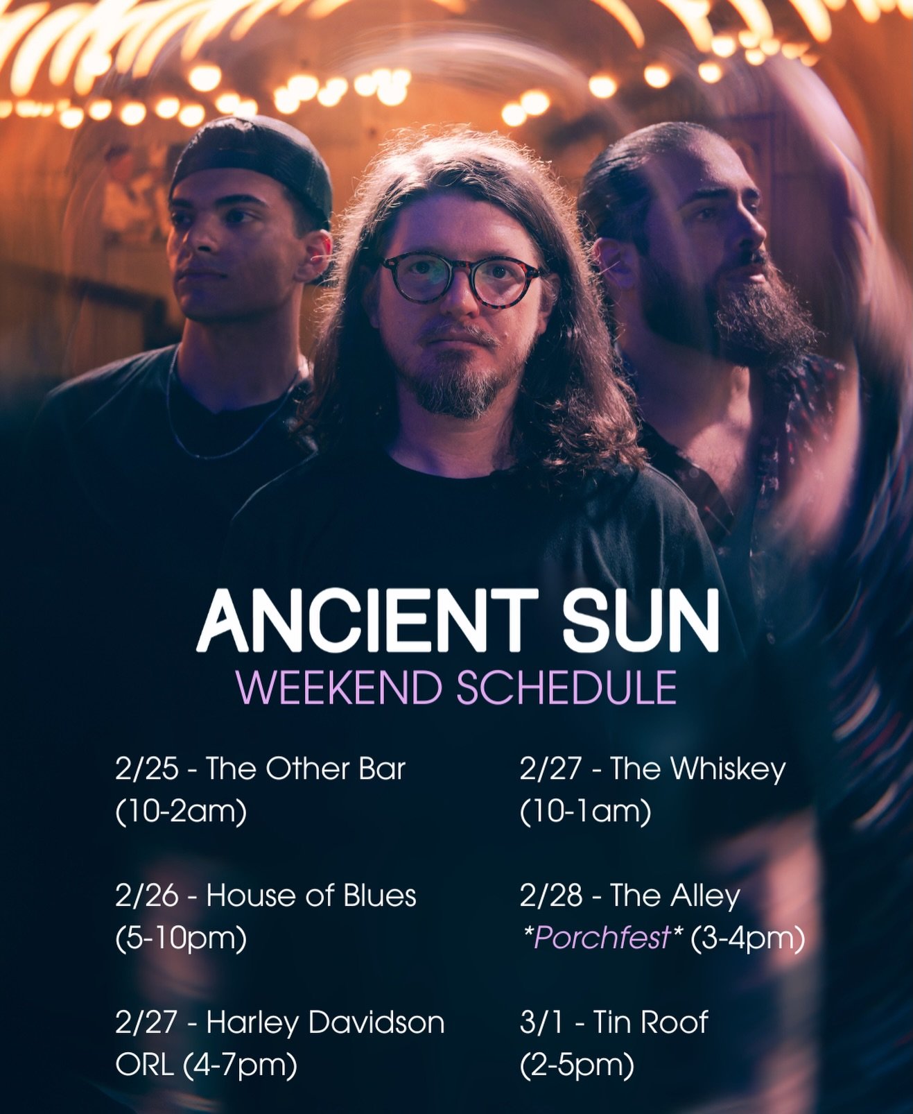 Day by Day ➰

If you can make it to every show, you&rsquo;re a real one and we owe you! You&rsquo;ll get to see our mental decline&hellip; 😵&zwj;💫

We are actually looking forward to this upcoming weekend, we promise. New venues we haven&rsquo;t pe