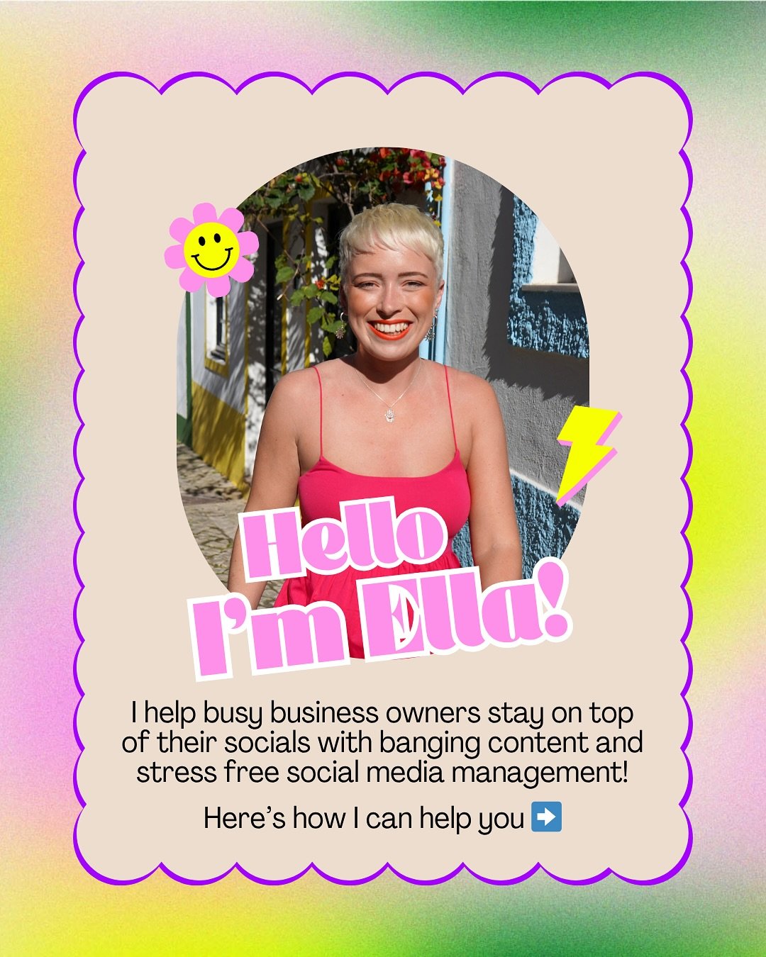 Heyyyy 👋

In the past few weeks, I have been working hard behind the scenes refining my services and figuring out what it is I LOVE to do!

So, hello 👋

I&rsquo;m Ella, a social media manager and content creator based in Brighton!

I offer stress f