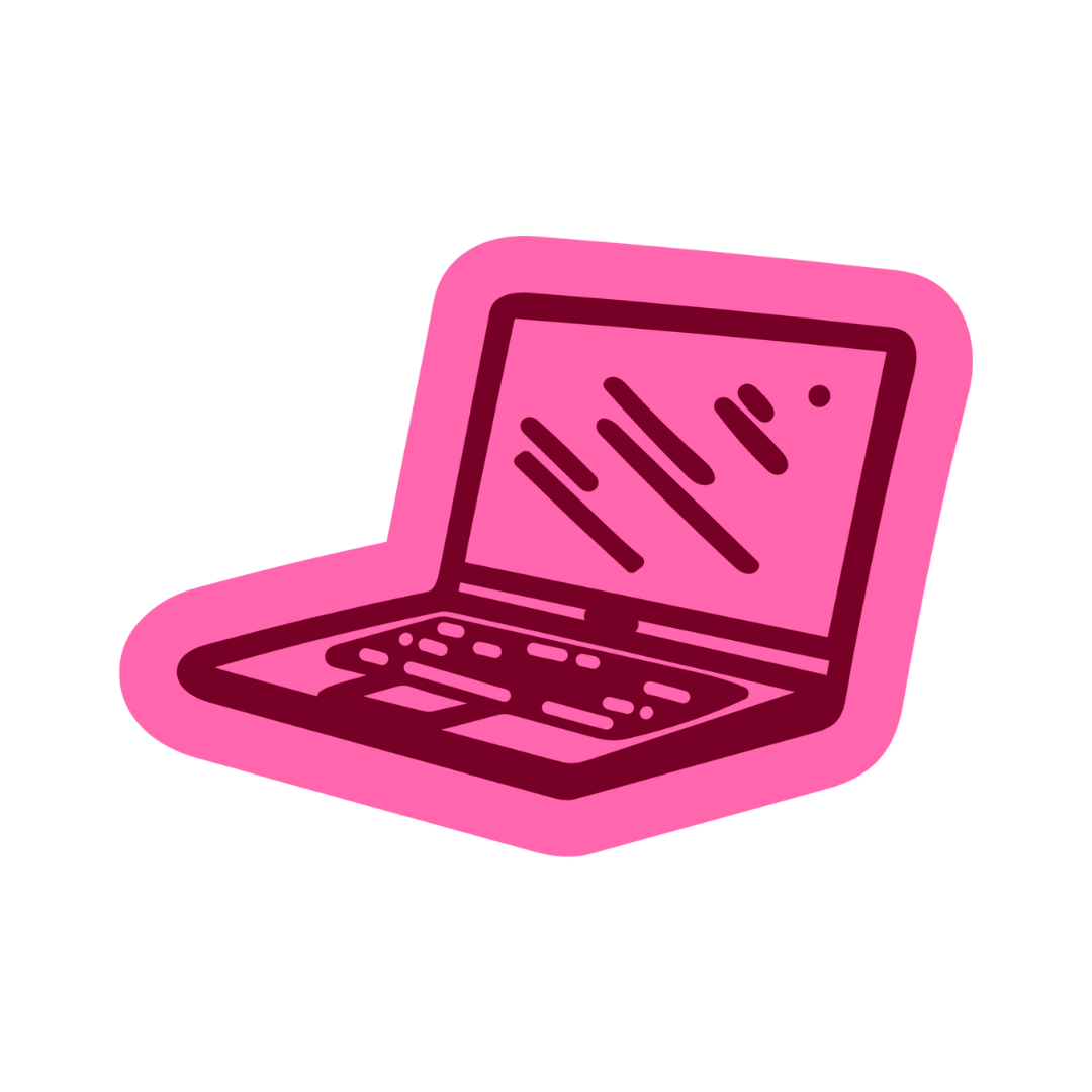 Hot pink laptop illustration