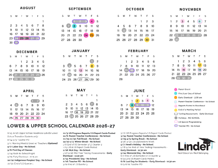 2026-2027 Linder Academic Calendar