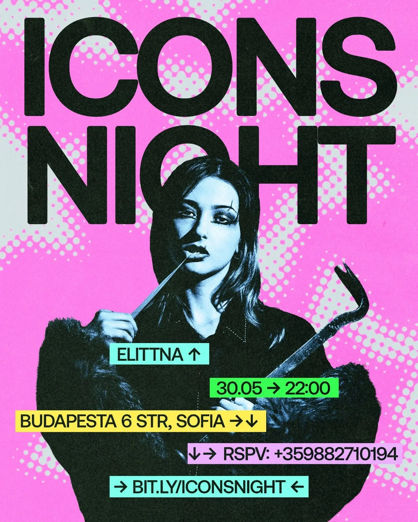Прогнозата за времето зад пулта ще бъде Елитна и гърмежна. На 30 май казваме здравей на всички любими хитове с Елитна. 

Icons Night | 30  May,  Friday | 22:00 @ София център, ул. "Будапеща" 6

Live act: Veneta Music 
Drag show: Edelvice &a