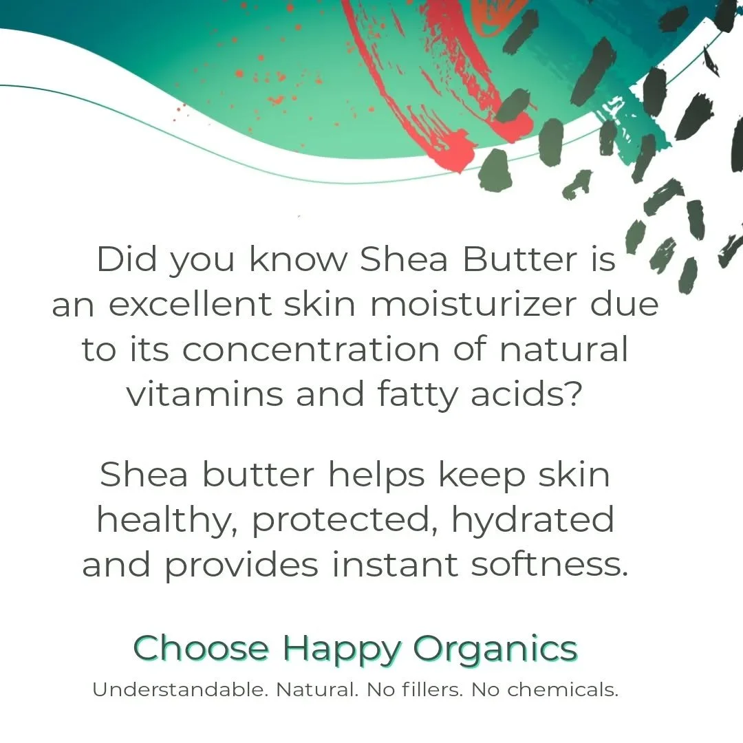 Shea butter is loaded with vitamins A E and F, which are strong antioxidants that repair and protect skin from environmental damages free radicals while Vitamin F softens and rejuvenates the skin. Shea butter also contains a high content of fatty aci