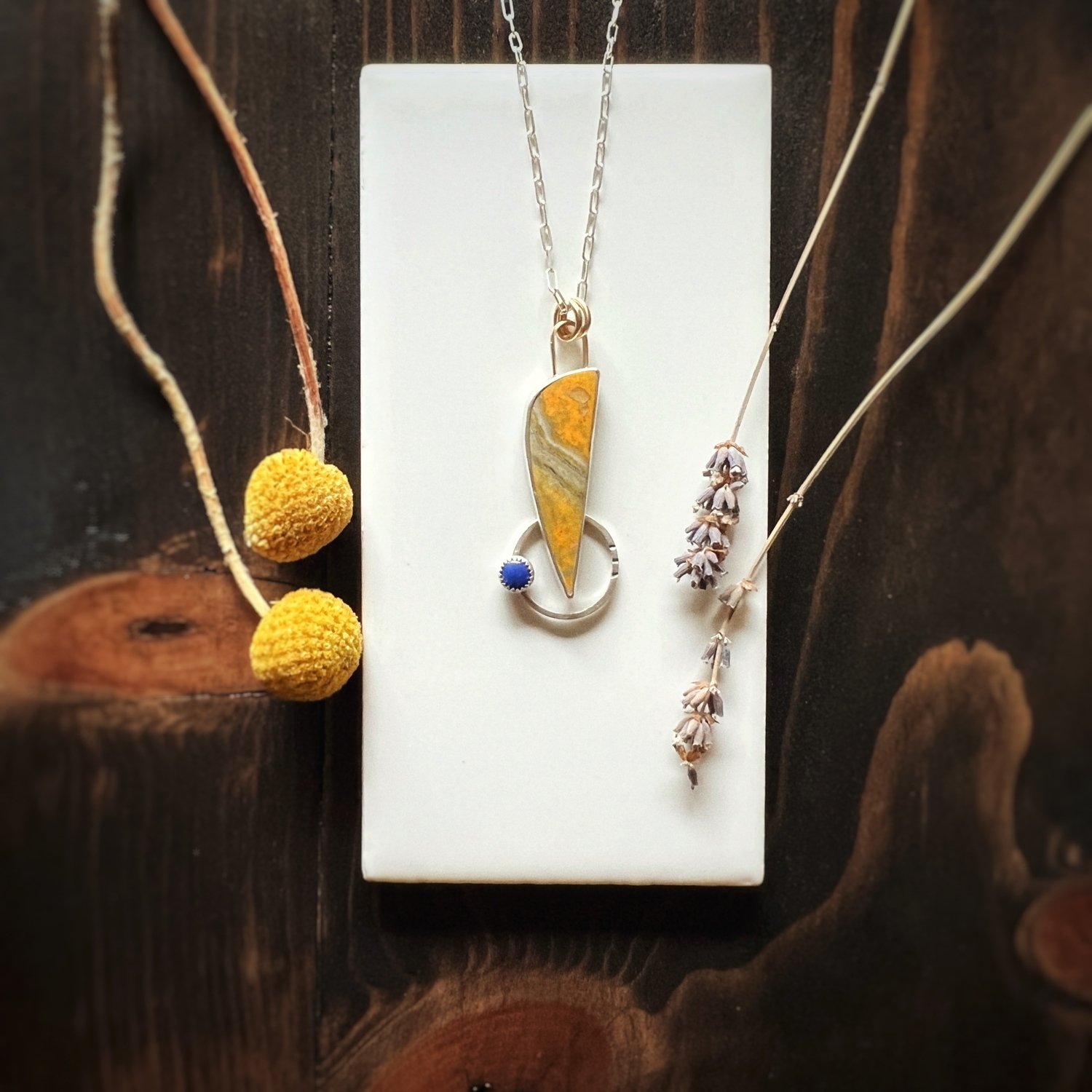 Bumblebee Jasper and Lapis Pendant