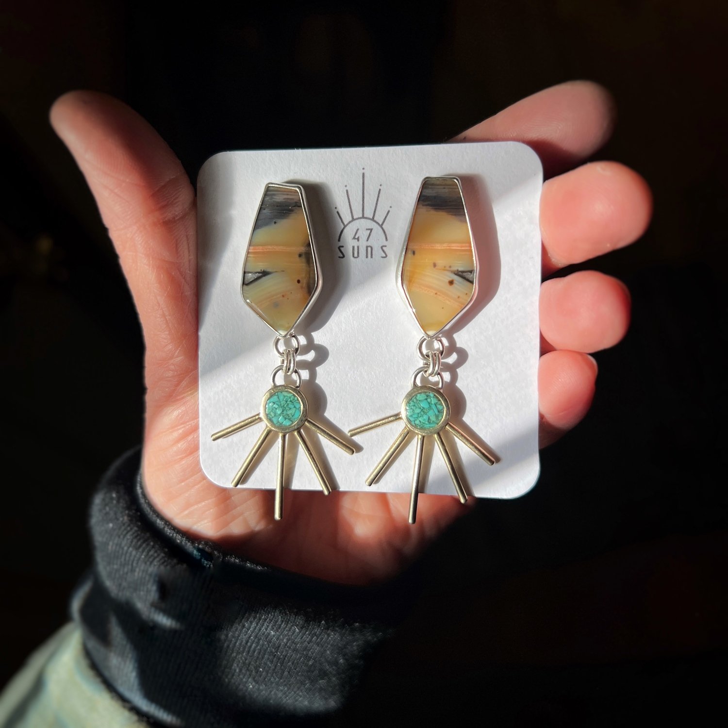 Agate and Turquoise Inlay Earrings