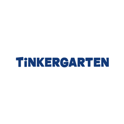Tinkergarten logo with a black cat illustration and blue text