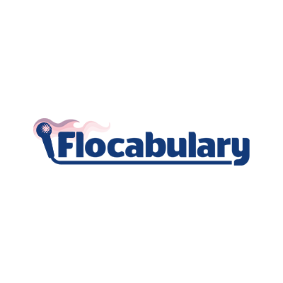 Logo of Flocabulary with a pink and purple whale above the text