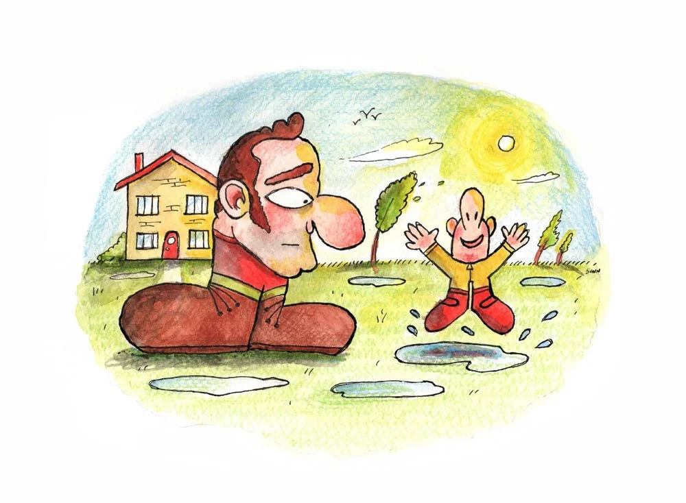 kids love puddles illustration by james benn