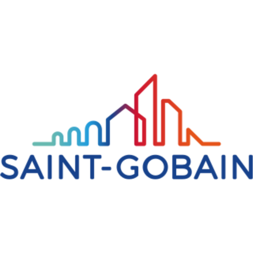 Colorful logo with a stylized mountain range and the text 'SAINT-GOBAIN' beneath it.