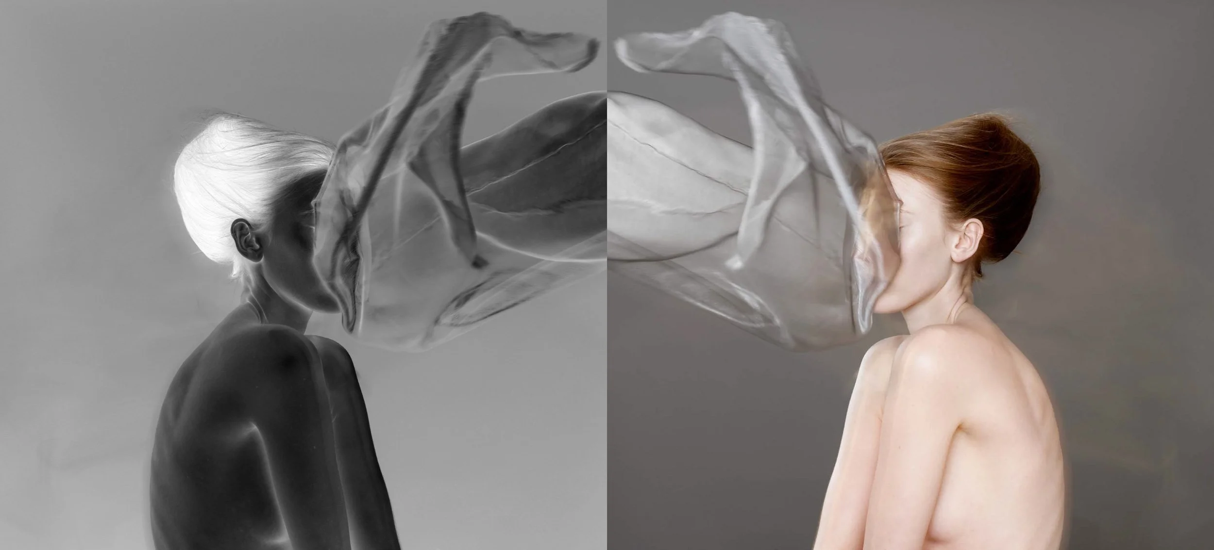 A series of photographs of Sydney models experimenting with the use of translucent fabric by photographer David.A.Knight
