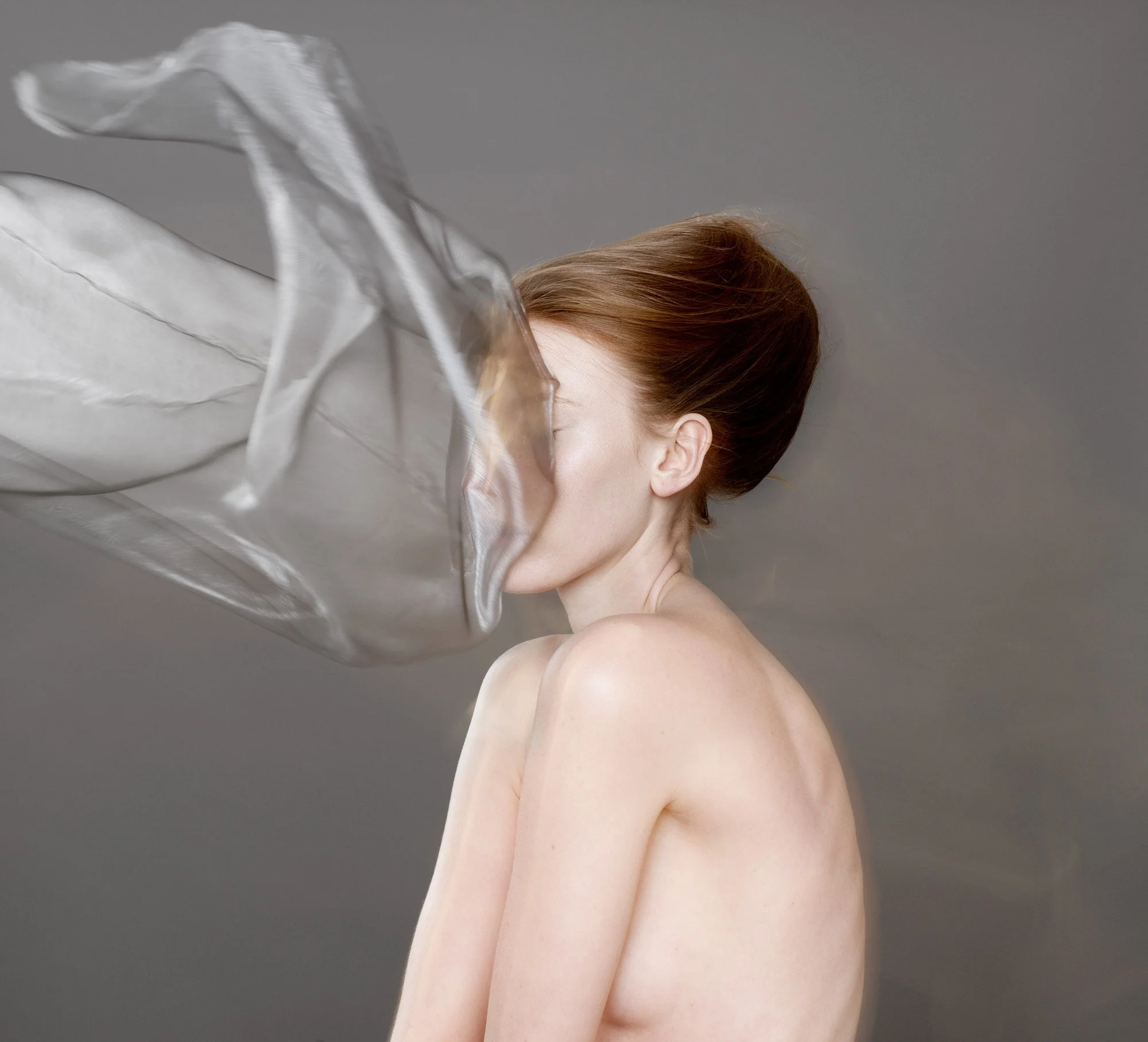 A series of photographs of Sydney models experimenting with the use of translucent fabric by photographer David.A.Knight