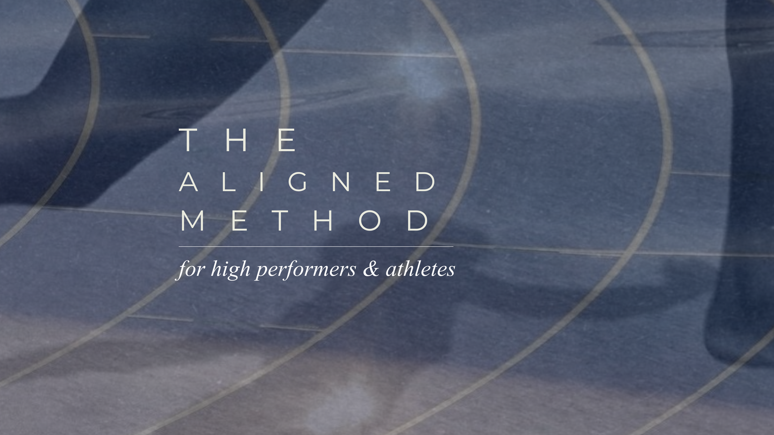 Cover image with the title 'The Aligned Method for high performers & athletes' written in the center, over a background of a running track.