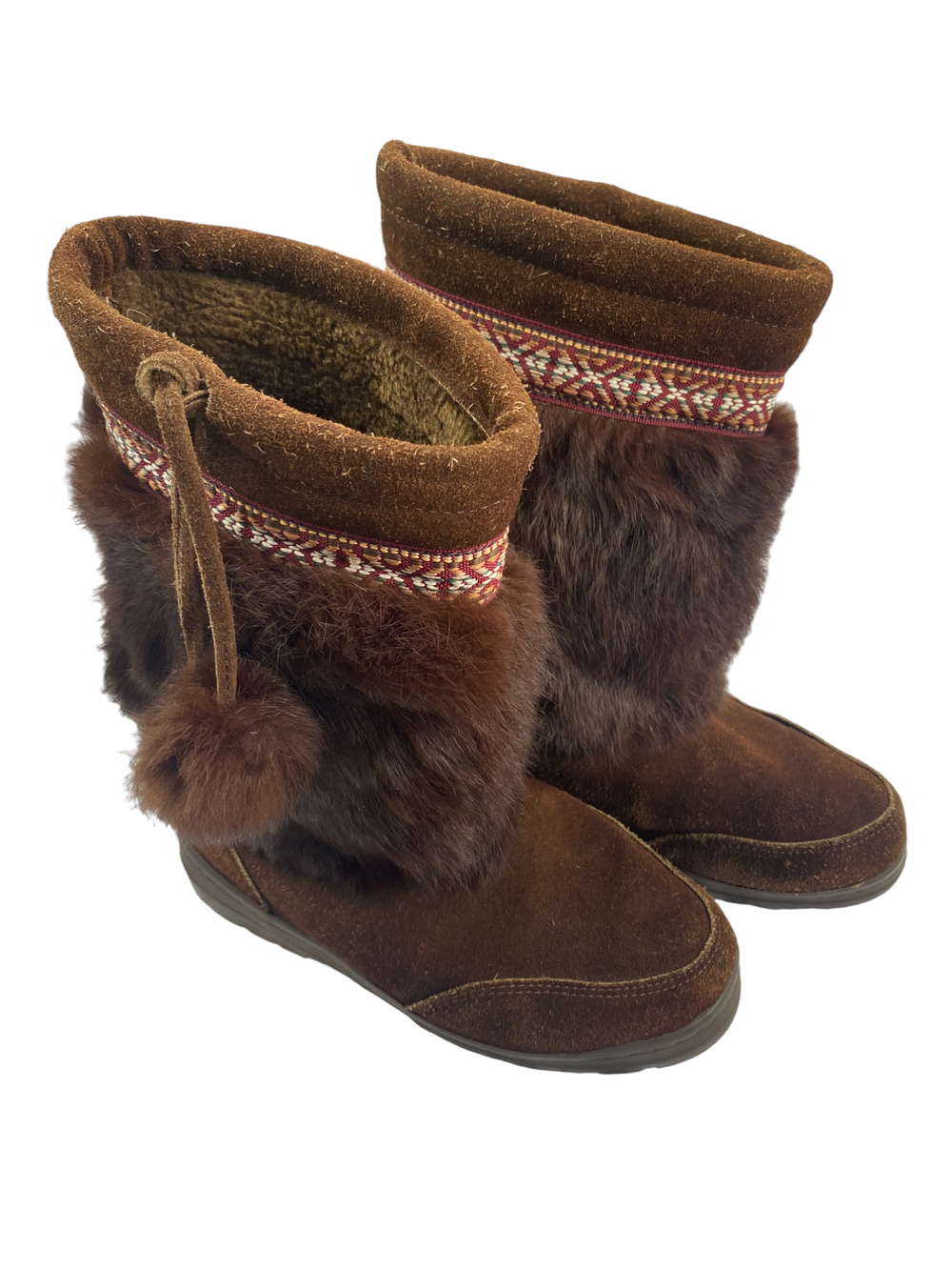 Minnetonka Brown Rabbit Fur Boots — RENTRE