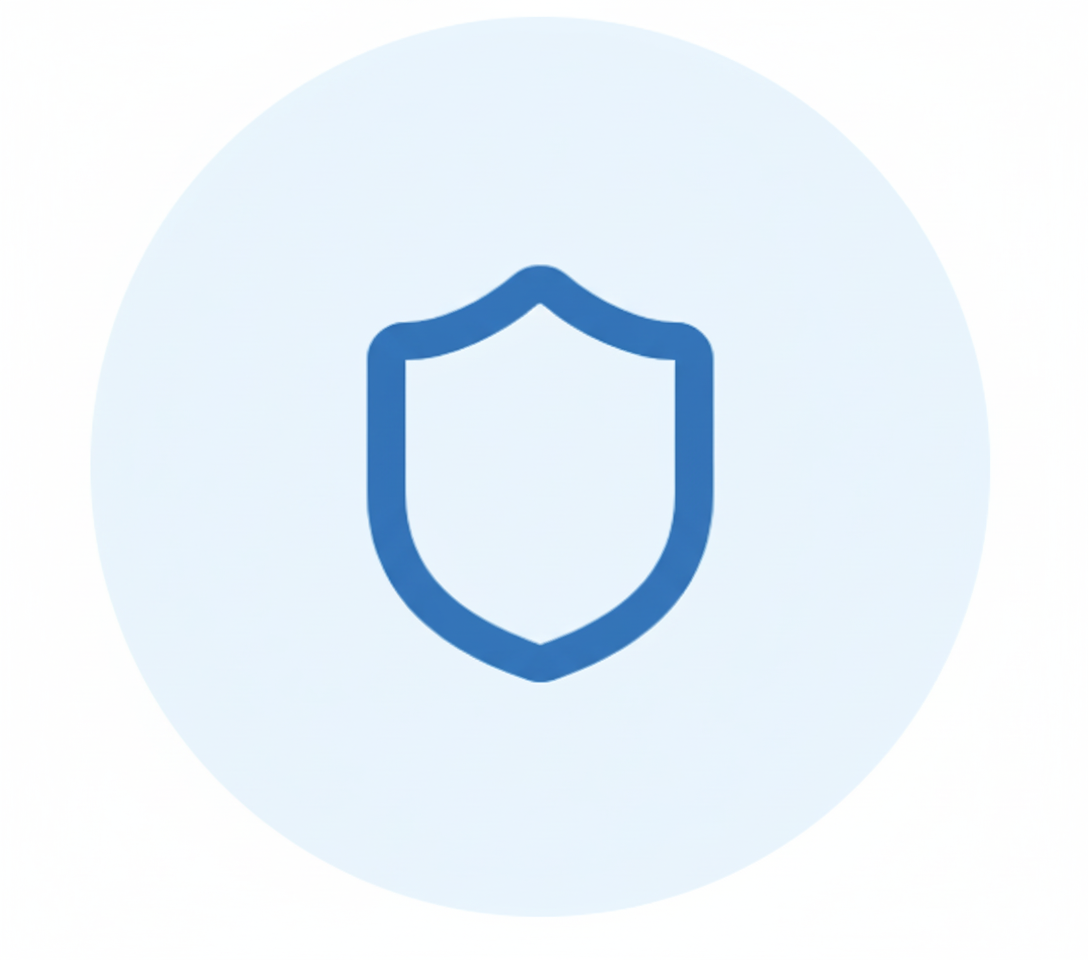Blue shield icon representing security or protection.