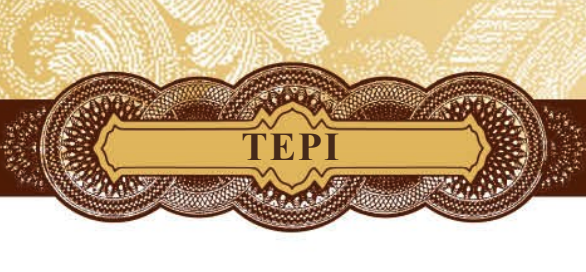 A decorative label that reads 'TEPI' with intricate patterns and a golden background.