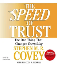 Book cover titled 'The Speed of Trust' by Stephen M. R. Covey