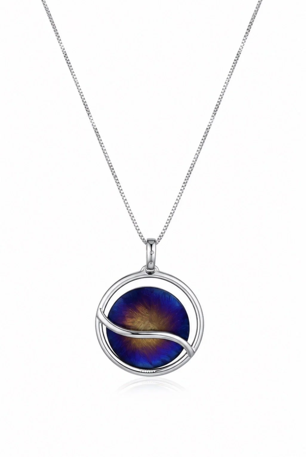 Silver Necklace with Laser Blue Etching