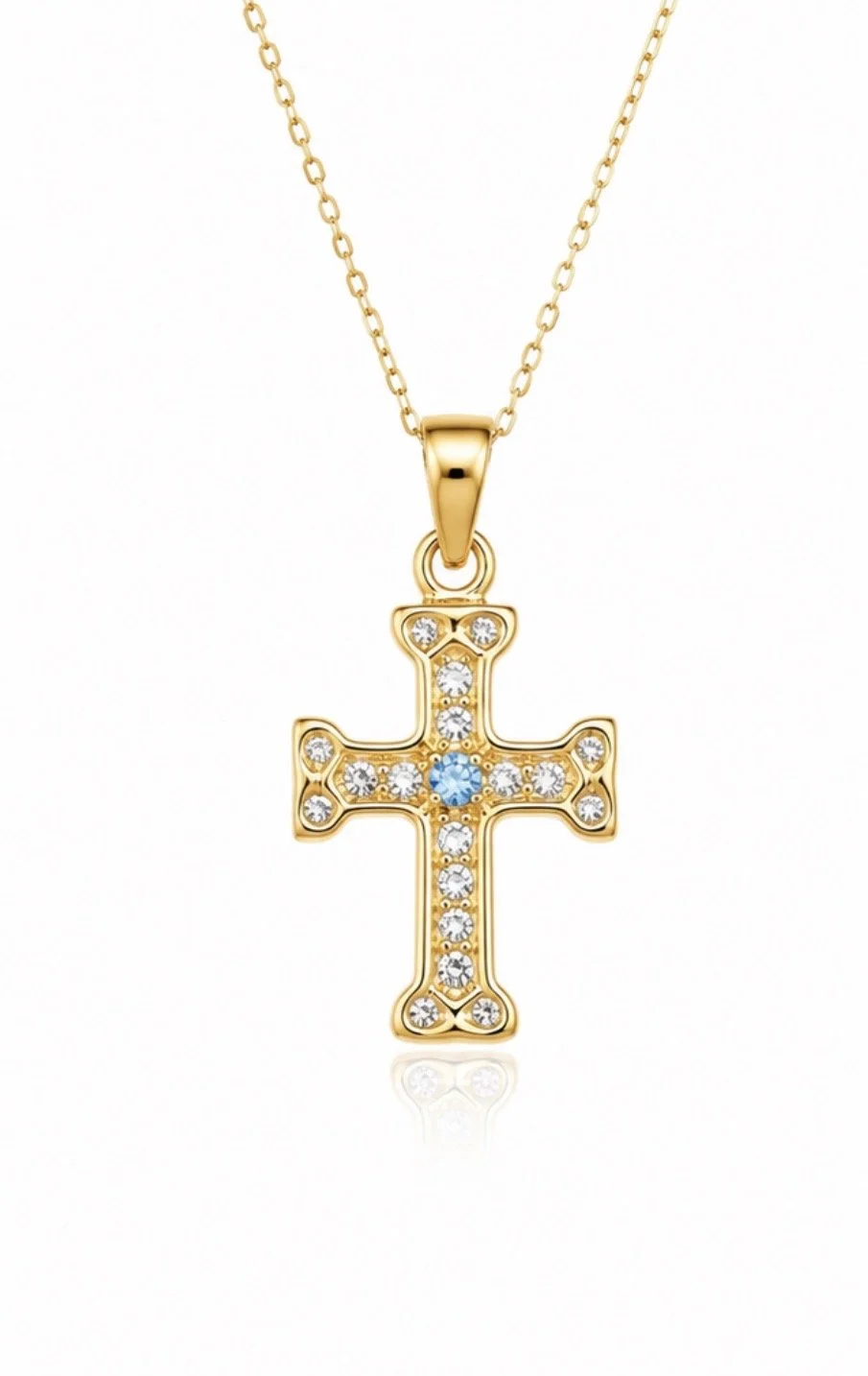 White Sapphire and Blue Topaz Cross