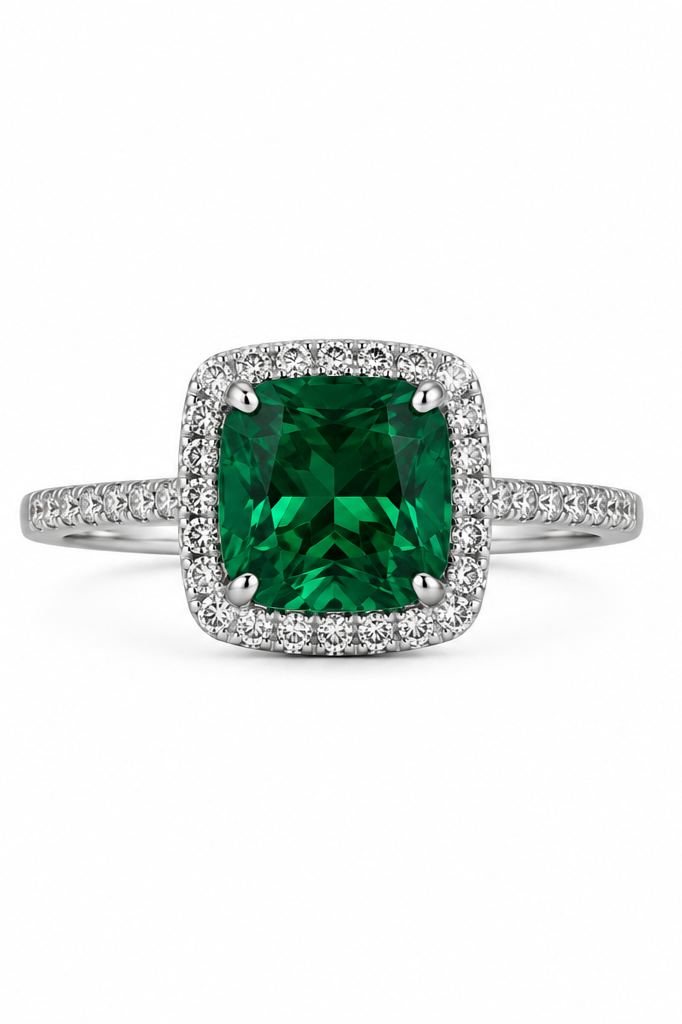 Emerald and White Sapphire ring