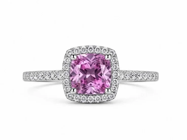 Pink Quartz and White Sapphire ring
