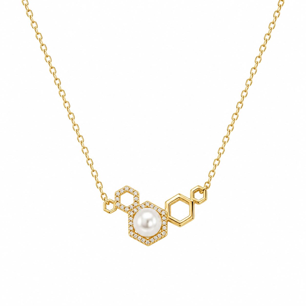 Honeycomb pearl necklace