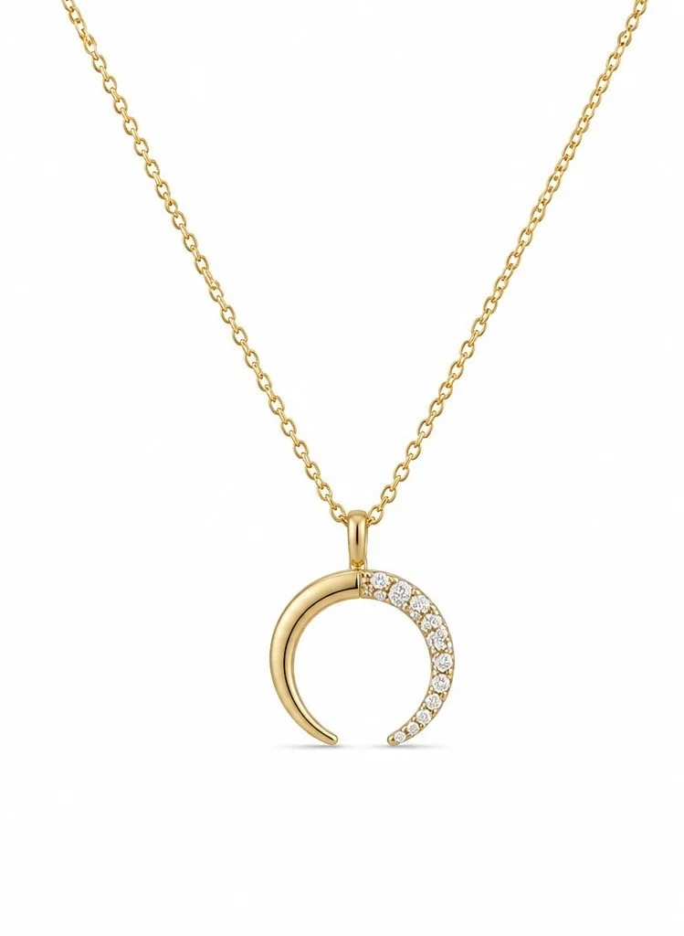 Crescent moon diamond necklace