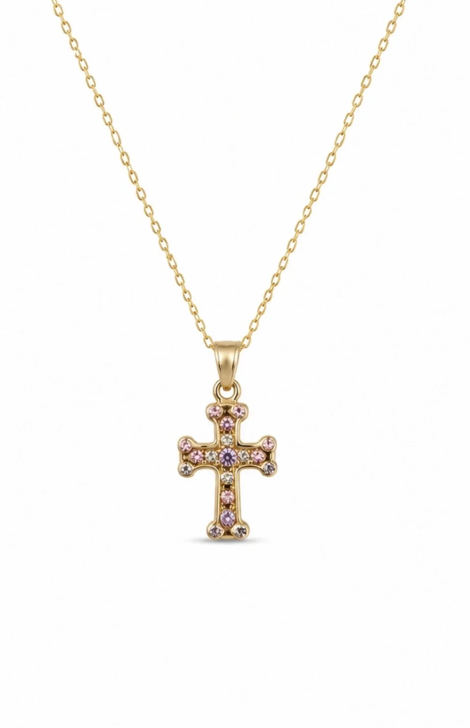 Pink and White Sapphire Cross