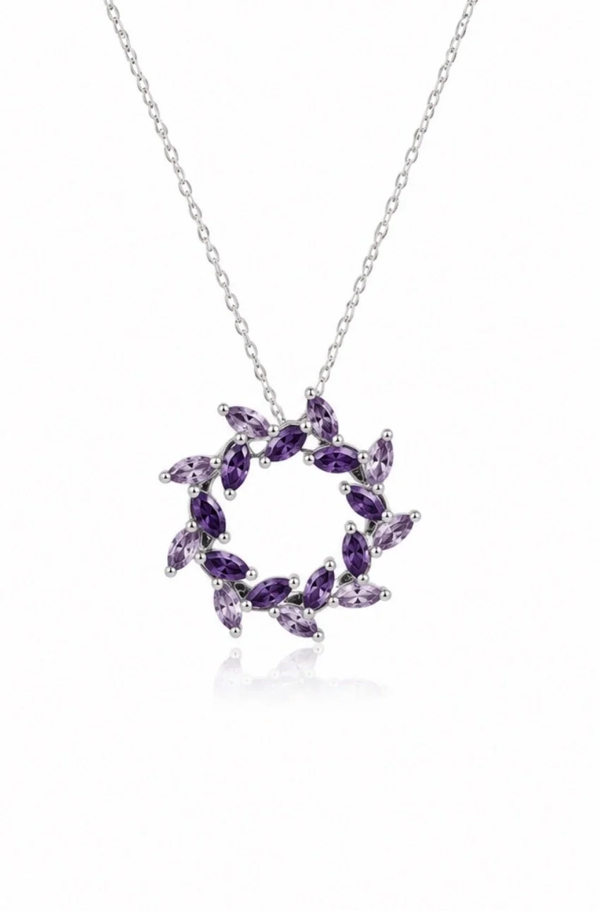 Amethyst Purple Wreath Necklace