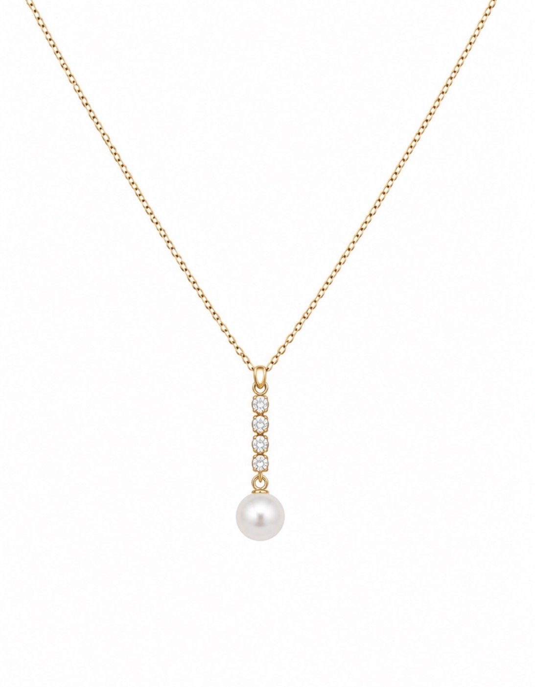 White Sapphire and Pearl Necklace