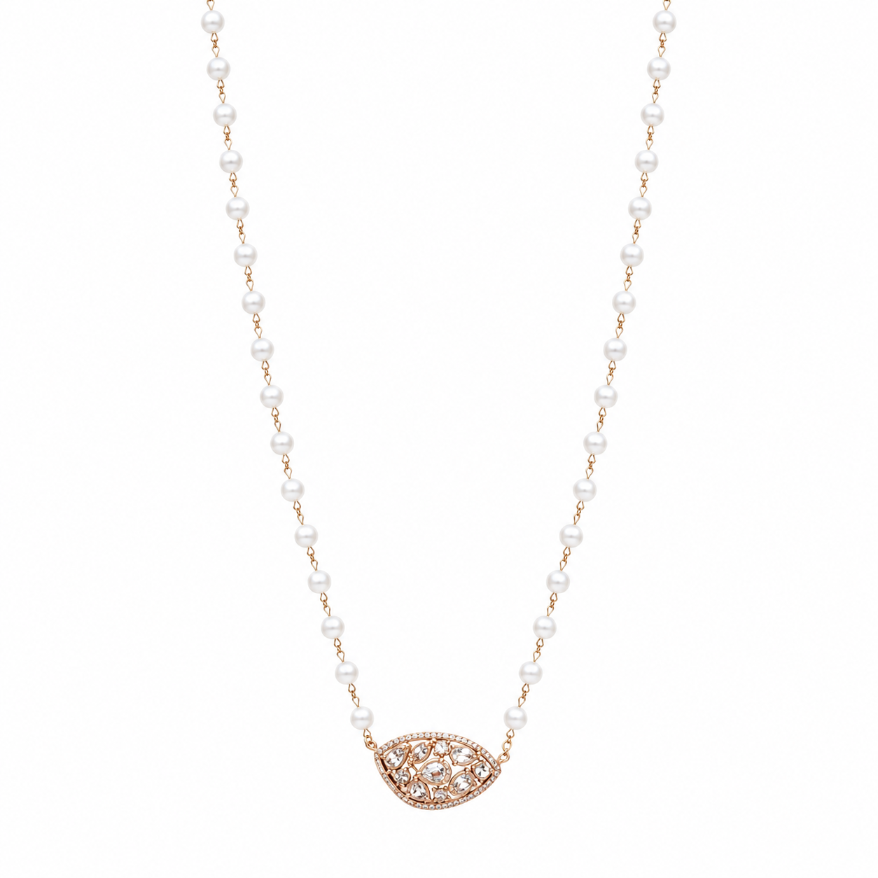 Morganite seed pearl necklace