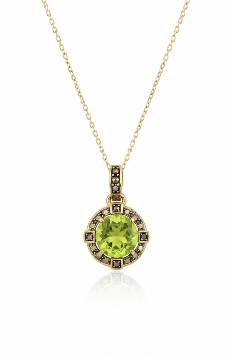 Circle Peridot Diamond Necklace