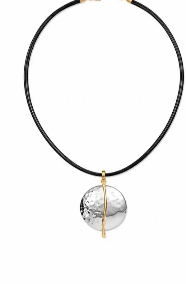 Half Textured Circle Necklace
