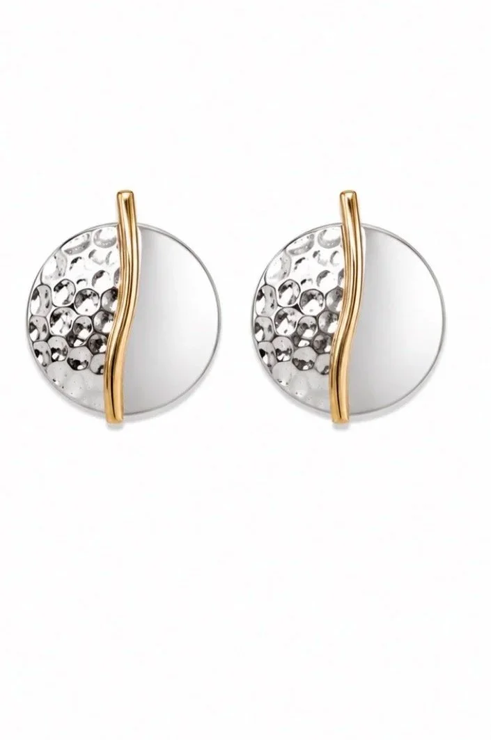 Half Textured Circle Post Earrings