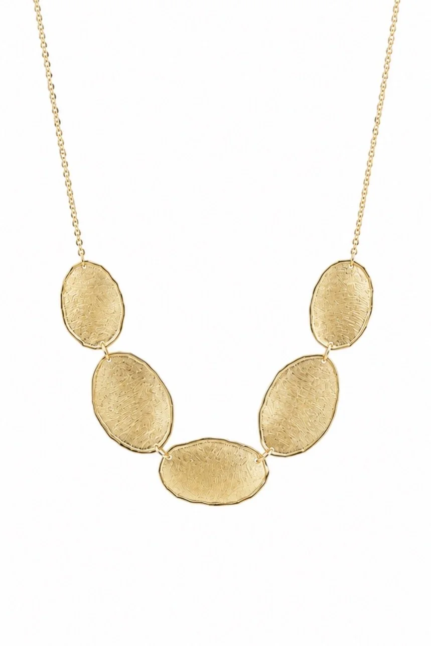 Oval Textured Gold Necklace