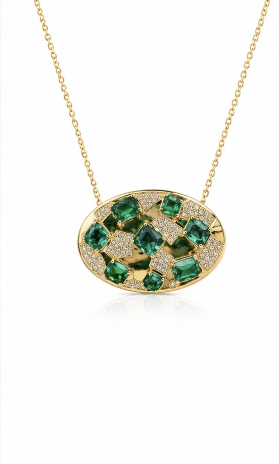 Handmade Emerald Oval Necklace