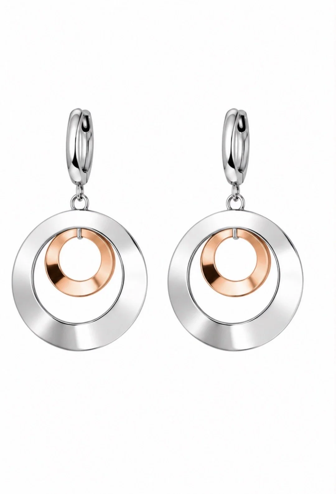 Two Toned Circle Post Earrings