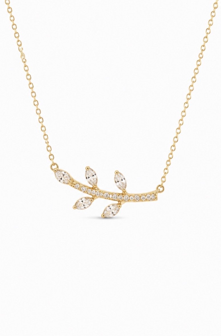 Diamond Leaf Branch Necklace