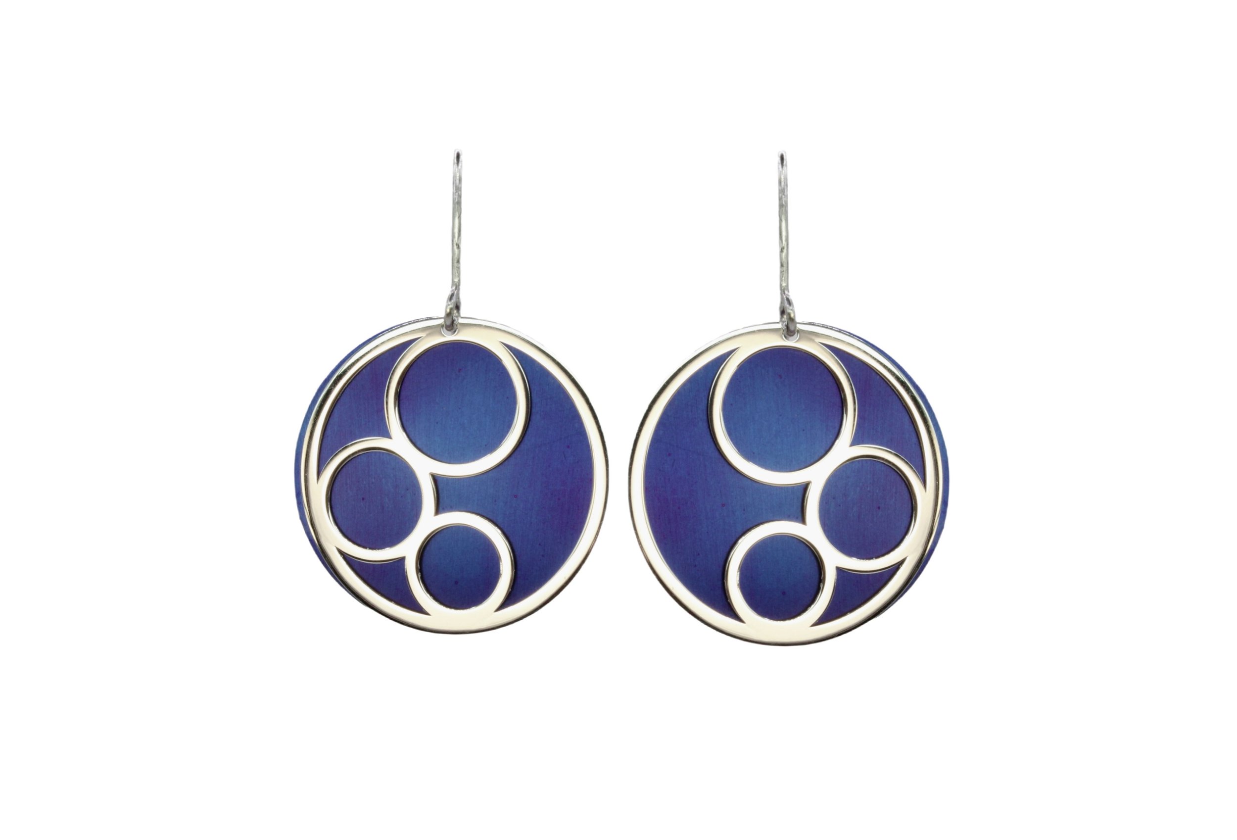 Blue Laser Etched Silver Earrings