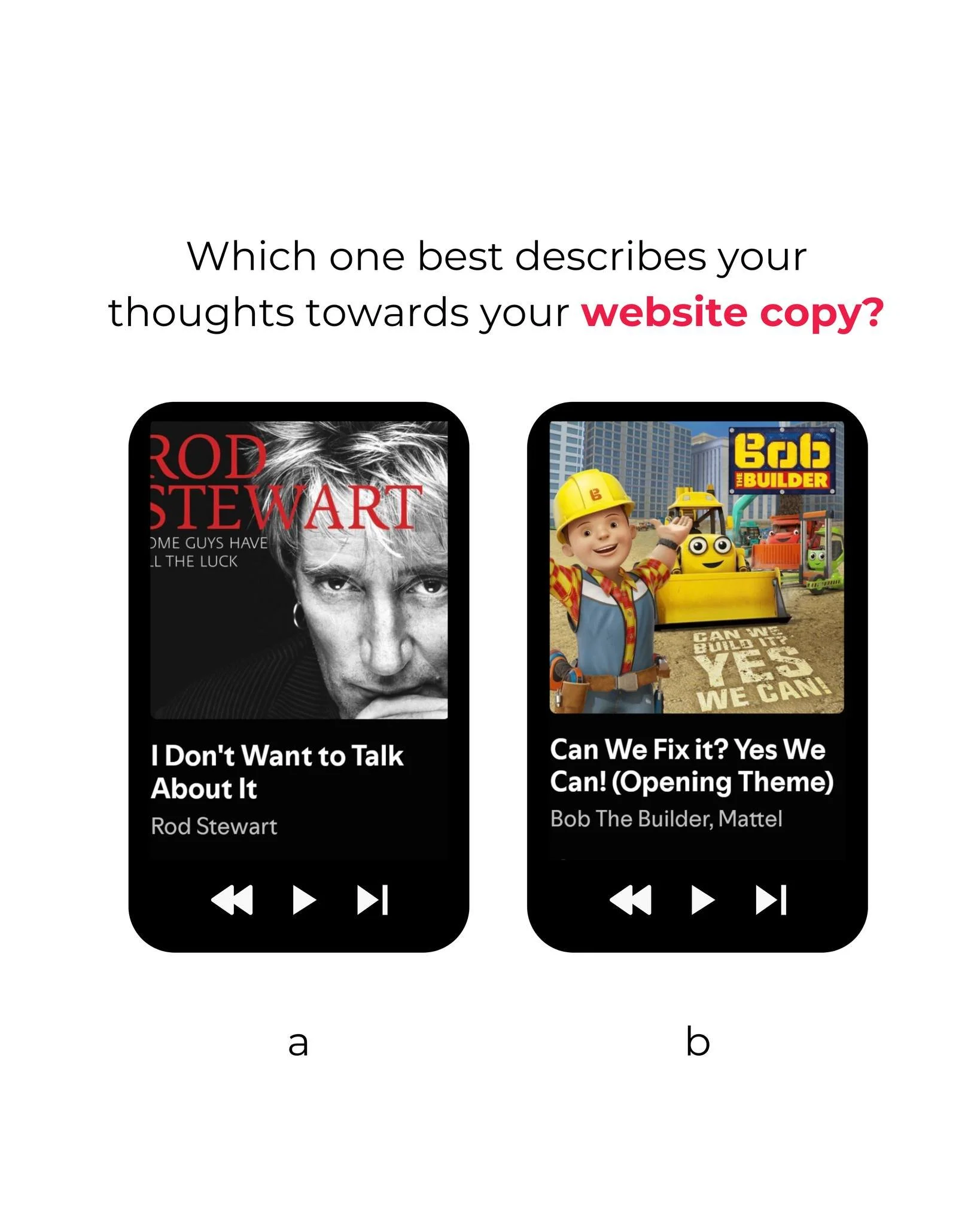 Your website copy - are you feeling more Rod or Bob about it? 
#Website #copywriting