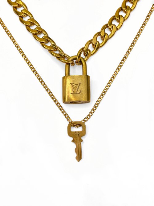 Louis Vuitton Padlock Necklace with Double Layer Chain For Him