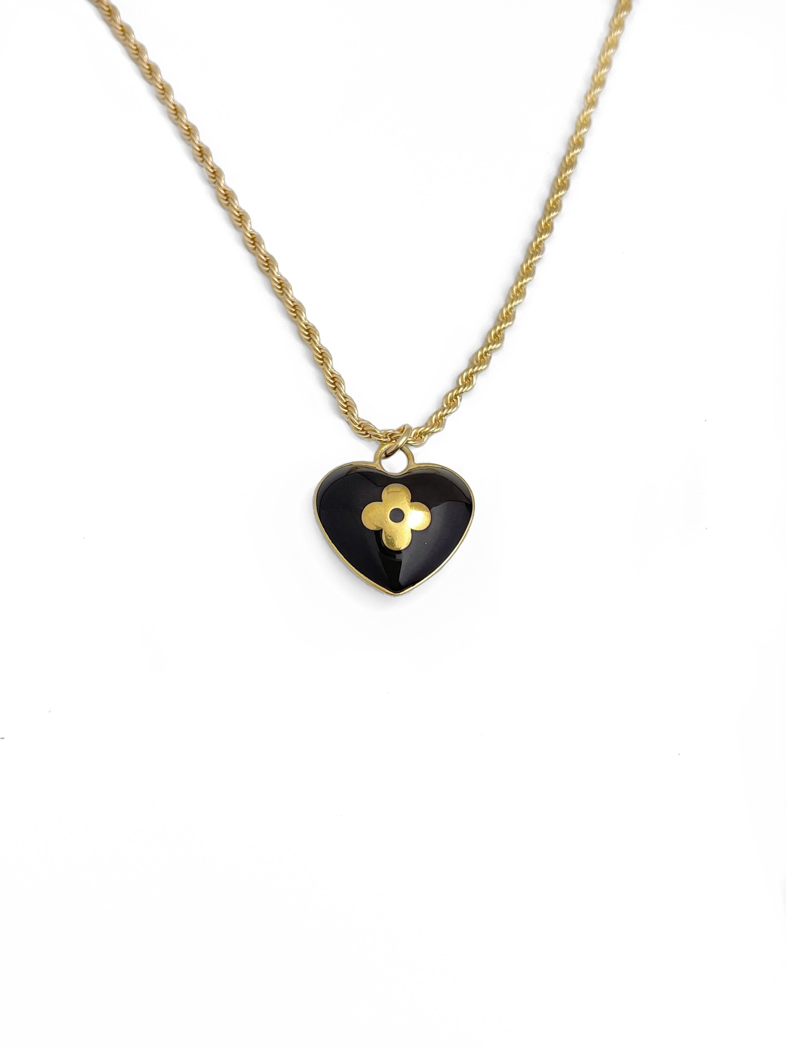 Authentic Louis Vuitton Repurposed Blossom Mocha Heart Necklace