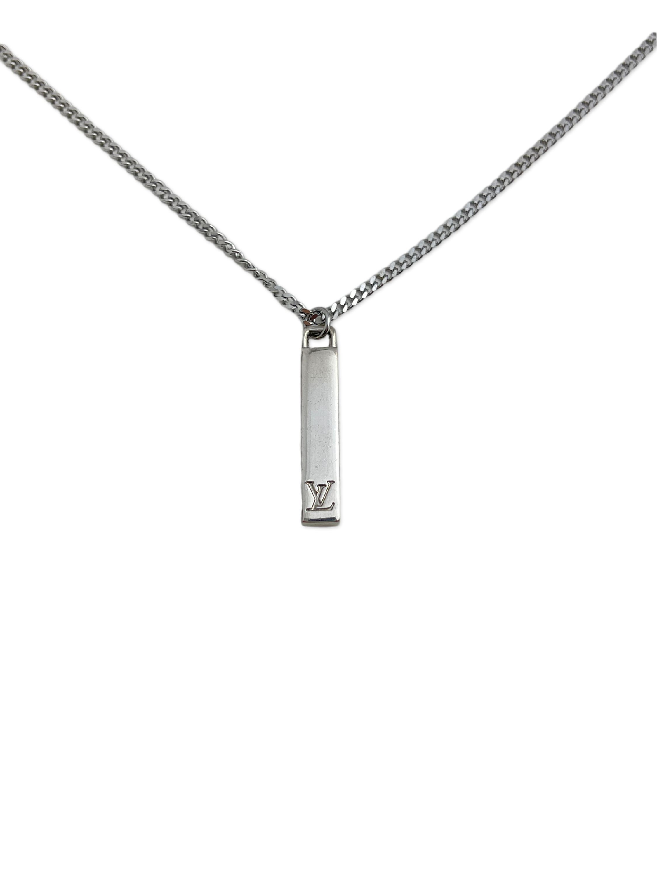 Authentic Louis Vuitton Repurposed Silver Tag Necklace