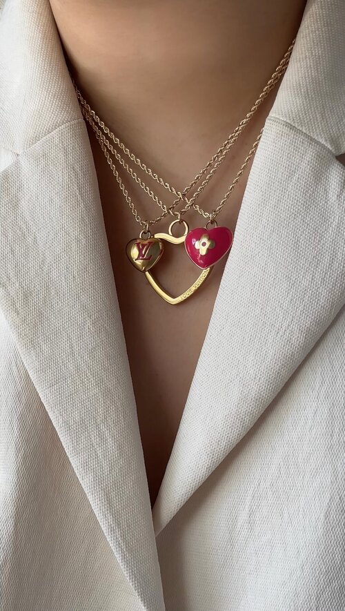 Authentic Louis Vuitton Heart Pendant  Reworked Gold 16.5 Necklace –  Serendipity Designs