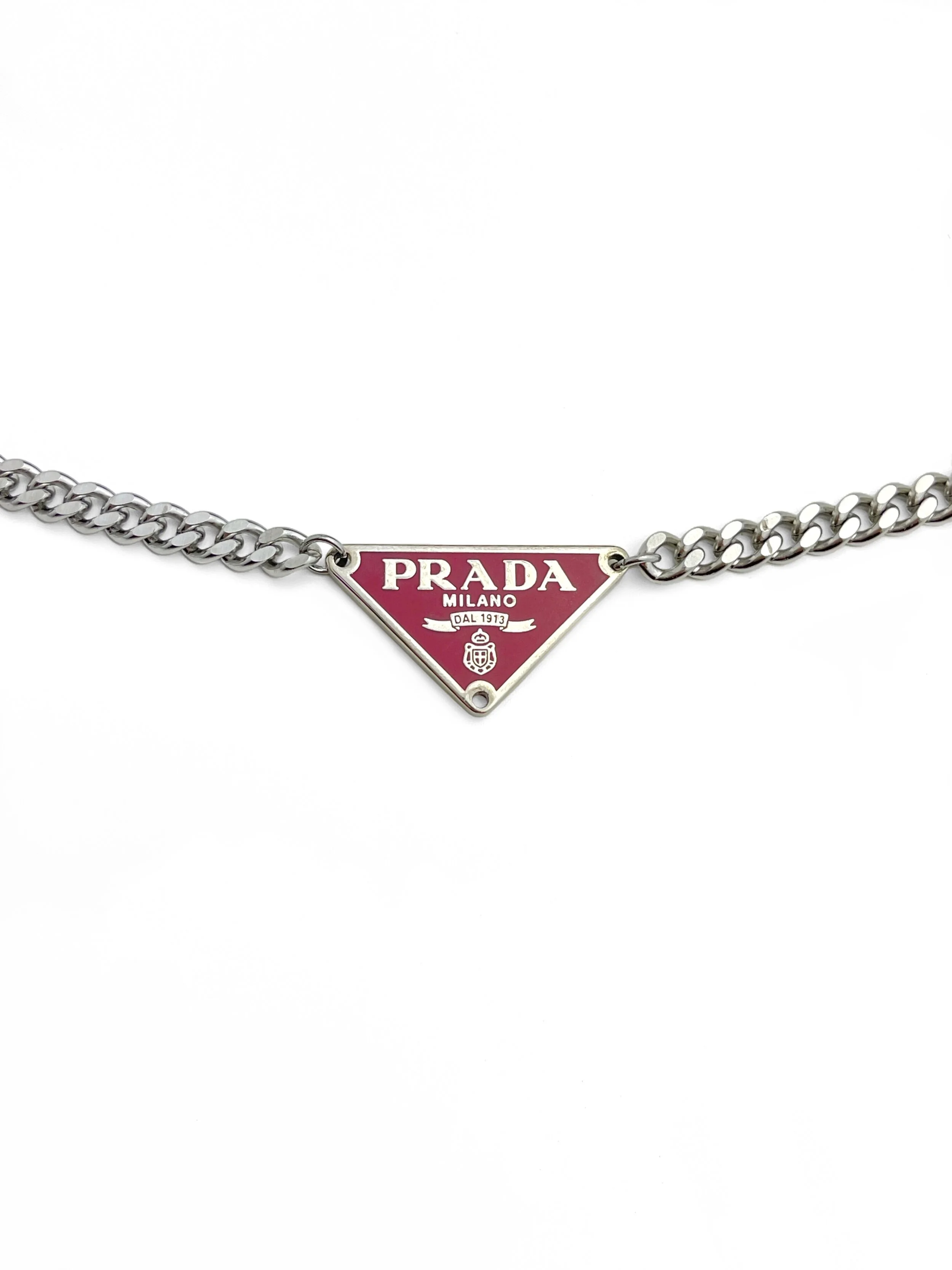 Authentic Prada Repurposed Fuchsia Triangle Chunky Necklace